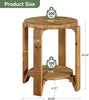 Round Solid Wood End Table, 2-Tier Farmhouse Wooden Side Table for Living Room