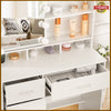 White Dressing Table Vanity Makeup Desk with LED Mirror 5 Drawers & Open Shelves