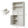 Bathroom Cabinet,51" Freestanding Storage Unit w/Doors&2-Drawer,White/Black/Gray