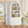 Arched Bookcase with Drawers Arch Display Cabinet Tall Bookshelf 79.5x36x177cm