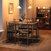 Dining Table and 4 Chairs Set for 4-6 People, Backrests and Upholstered Seats