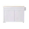 Extendable Kitchen Island on Wheels Rolling Storage Trolley w/ 2 Drawers 4 Doors