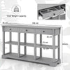 Retro Console Table 146cm Long Rectangular Entryway Sofa Table w/Storage-Grey