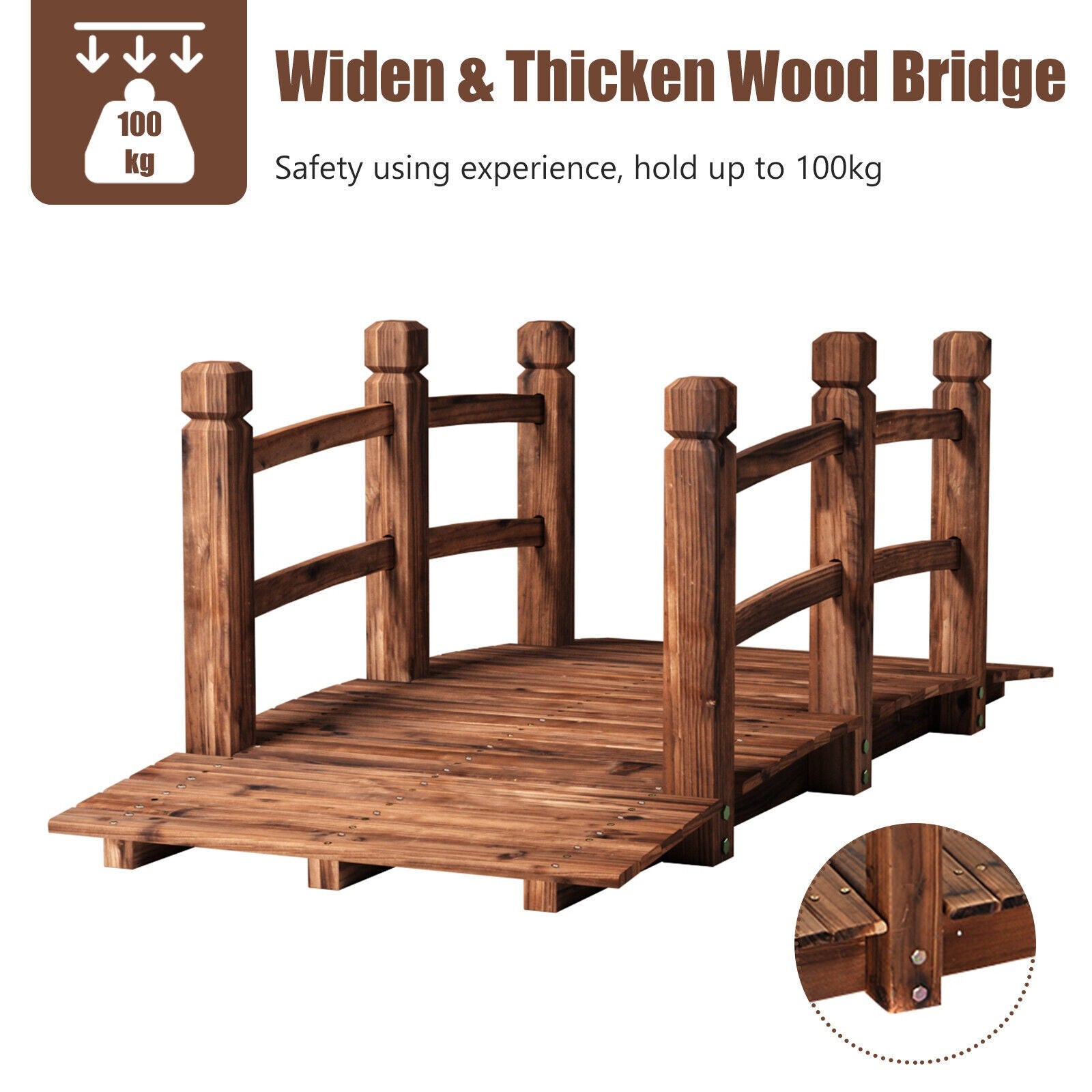 Small Stable Bridge Support Wooden Bridge Garden Fir Wood Bridge Stable Decorative Bridge with Rai ...