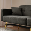 FABRIC SOFA BED LOVE SEAT SOFA SETTEE COUCH WITH GOLD METAL LEGS & CUSHIONS GREY