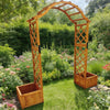 Wooden Garden Arch Pergola with 2 Planters Trellis Arbor for Roses & Vines