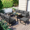 Garden Furniture Set Metal 7 Seater Outdoor Dining Table and Sofa with Cushions