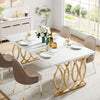 63-Inch Modern Dining Table Large Rectangular Kitchen Table w/ Faux Marble Table