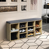 Wooden Shoe Bench Shoe Storage Rack Cabinet Organizer Seat Cushion-Natural