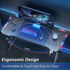 140x60 cm Gaming Desk with LED Lights, Ergonomic Computer Desk with Cup Holder