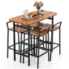 5-Piece Industrial Bar Table Set, Breakfast Tables with 4 bar chairs stools