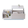Hydraulic Lift Coffee Table w/ LED Lights & Storage, High Gloss White, 100x50cm