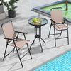 3 PCS Outdoor Folding Bistro Set with 2 Folding Chairs Patio Round Bar Table