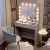 LED Light Vanity Dressing Table Set Bedroom Makeup Desk With Mirror Drawer Stool