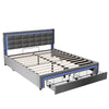 LED Ottoman Storage 4ft6 Double Upholstered Bed Frame with Headboard & 2 Drawers