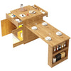 Extendable Dining Bar Table Wooden Kitchen Island with Cabinets & LED Lighting