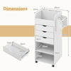 Rolling Craft Storage Cart Utility Cart w/ 3 Drawers & 3 Shelves-White
