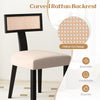 Set of 2 Dining Chairs with Curved Rattan Backrests Padded Seat Cushions