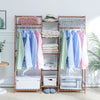 Bamboo Wooden Clothes Rail Rack Garment Hanging Shelf Stand Corner Open Wardrobe