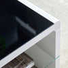 Coffee Table White High Gloss 2 Tier Black Galaxy Glitter Glass Top Rectangle