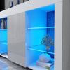Modern White Sideboard Cabinet High Gloss Wooden Cupboard LED Glass Shelves