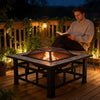 Outdoor Fire Pit Bowl with Grill Grate Multifunction Camping Heater & BBQ Grill