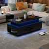 Lift Top LED Coffee Table High Gloss Black Glass Sofa Side Living Room