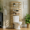 6Tier Bamboo Shelf Open Wood Bookshelf Adjustable Display Storage Rack Organizer