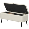 Storage Ottoman Bench, Linen Fabric Footstool with Steel Legs Cream White