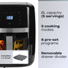 Daewoo Family Size 8L Digital Air Fryer w Window & Divider for 2x4L Dual Cooking