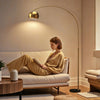 Arc Floor Lamp for Living Room, Free Standing Tall Lamp, Silver Tone