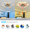 Ceiling Fan Light LED 3-Color Dimmable Chandelier Lamp W/ Bluetooth APP Control