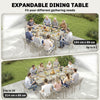 Extending Garden Table, Aluminium Outdoor Dining Table for 8-10, Light Grey