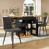 Dining Table 110-140cm Extendable Kitchen Table w/ Hidden Storage for 4-6 People