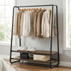 Clothes Rail, Heavy-Duty Clothes Rack with 2 Shelves, 6 S-Hooks