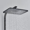 LED Exposed Bathroom Shower Mixer Twin Head Large Bar Set Square Valve Black Tap