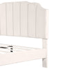 4FT6 DOUBLE BED UPHOLSTERED BED FRAME WITH HEADBOARD AND SOLID WOOD SLATS BEIGE