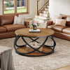 2-Tier Round Coffee Table, 31.5" Wood Circle Accent Center Table for Living Room