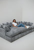 Cinema U SHAPE SOFA SALE , Brand New Grey cord Corner Sofa Bed With Footstool