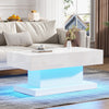 Coffee Table White High Gloss with App Controlled LED & Drawers for Living Room