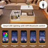 Hydraulic Lift Coffee Table w/ LED Lights & Storage, High Gloss White, 100x50cm