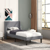Bed Frame 3ft Single Size Linen Fabric Upholstered Bed Slatted Foundation Grey