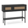 Freestanding Sofa Table with Flip Doors & Open Storage Shelf