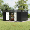 Galvanised Metal Garden Shed Outdoor Tool Storage House with Lockable Door Black
