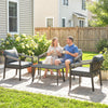 Aluminium Garden Furniture Set, 4 Seater Outdoor Patio Furniture, Black