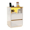 2 Drawers LED Bedside Table With Charging Socket Nightstand Bedside Cabinet UK