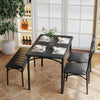 Black Dining Table Set for 4 with Bench & 2 Upholstered Chairs,Kitchen Table Set