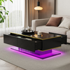 Modern LED Coffee Table, 100Cm High Gloss White Coffee Table, with 3 Drawers And