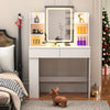 White Dressing Table Vanity Makeup Desk With 2 Drawers & LED Mirror & 4 Mrwtwdgc