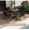 Outdoor Dining Table Patio Table for 4 People with Umbrella Hole Brown